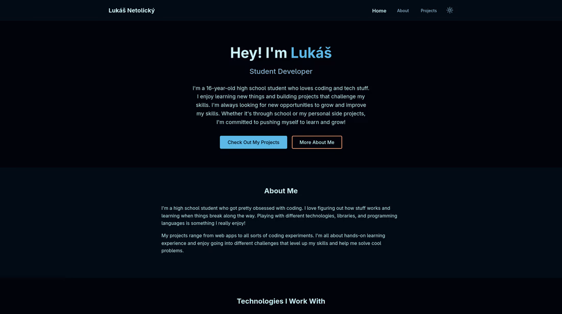 Screenshot of my personal website