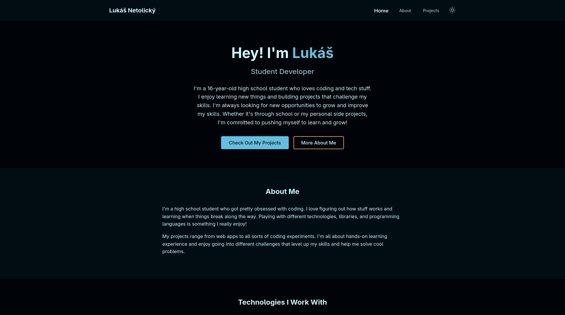 Screenshot of my personal website